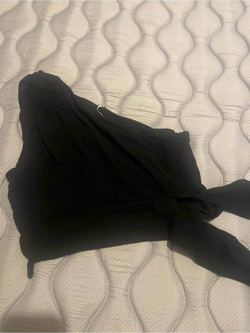 Free People Black One-Shoulder Tie-Waist Top with Waist Tie